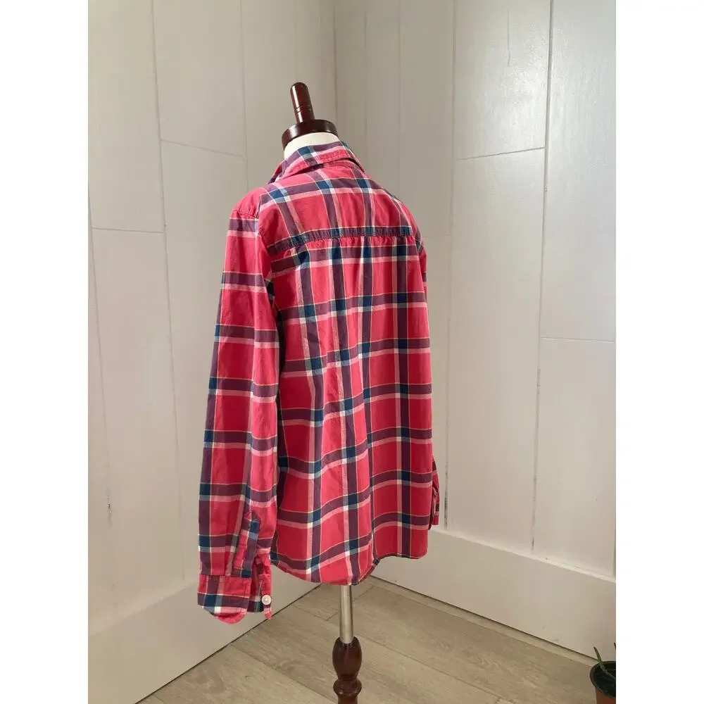 Oshkosh Coral and Blue Plaid Buttondown, Size 12
